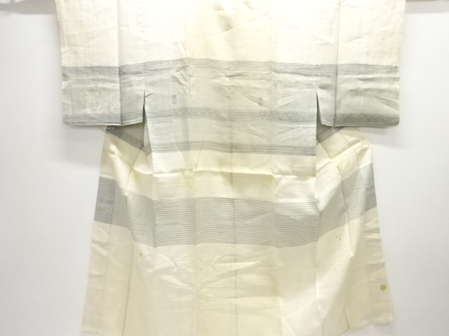 JAPANESE KIMONO / ANTIQUE MENS JUBAN / HEMP / STRIPE & CHARACTERES